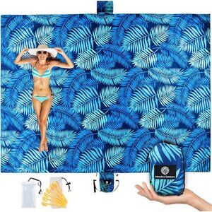 Lightweight Beach Blanket - Oversized 107" x 77" - Waterproof Sandproof